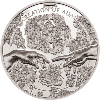 クック諸島 2023年 アダムの創造 5ドルカラー銀貨 プルーフ(ウルトラハイレリーフ)