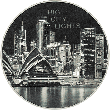 クック諸島 2023年 大都市の景色 シドニー 夜 5ドルカラー銀貨 プルーフ(ハイレリーフ)