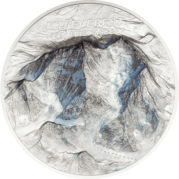 クック諸島 2023年 エベレスト初登頂70周年 100ドルカラー銀貨 プルーフ(ウルトラハイレリーフ)