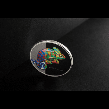 クック諸島 2023年 折衷シリーズ カメレオン 5ドルカラー銀貨 プルーフ(ウルトラハイレリーフ)