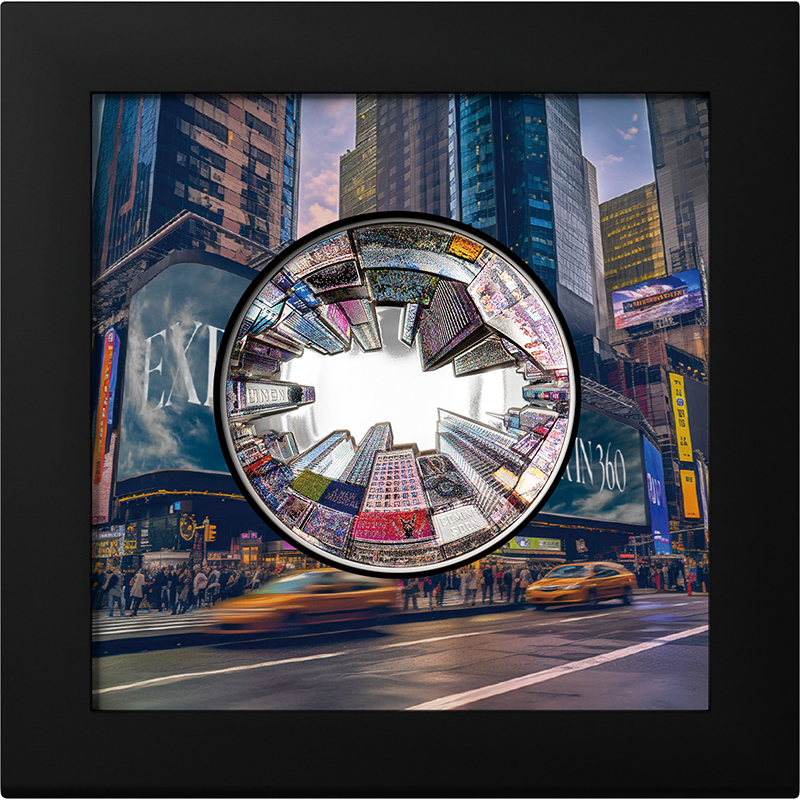 クック諸島 2025年 360度パノラマ ニューヨーク 20ドルカラー銀貨