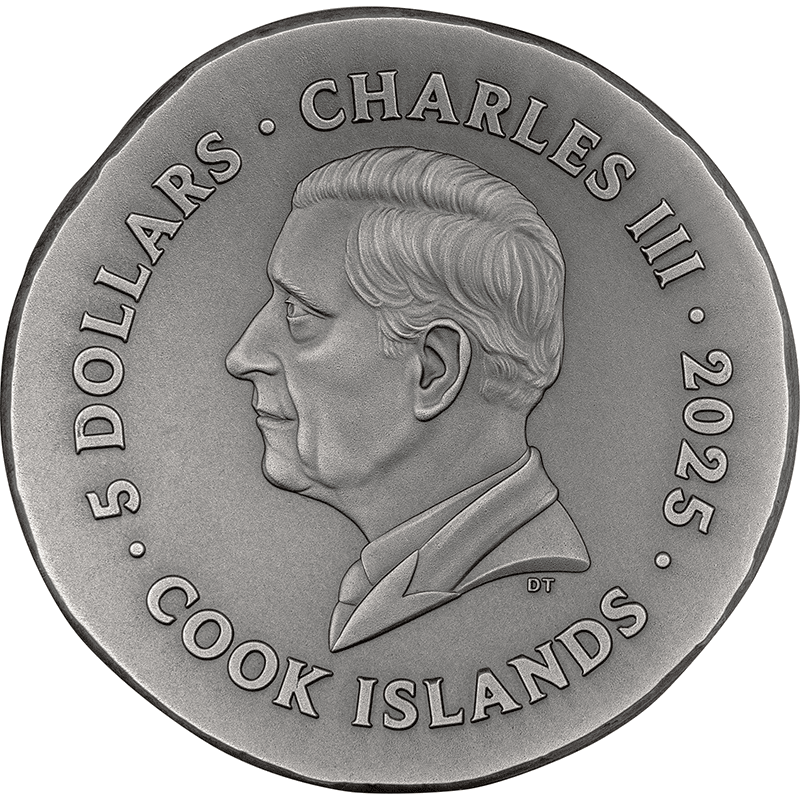 クック諸島 2025年 アポロン神の動物 ライオン 5ドル銀貨 アンティーク