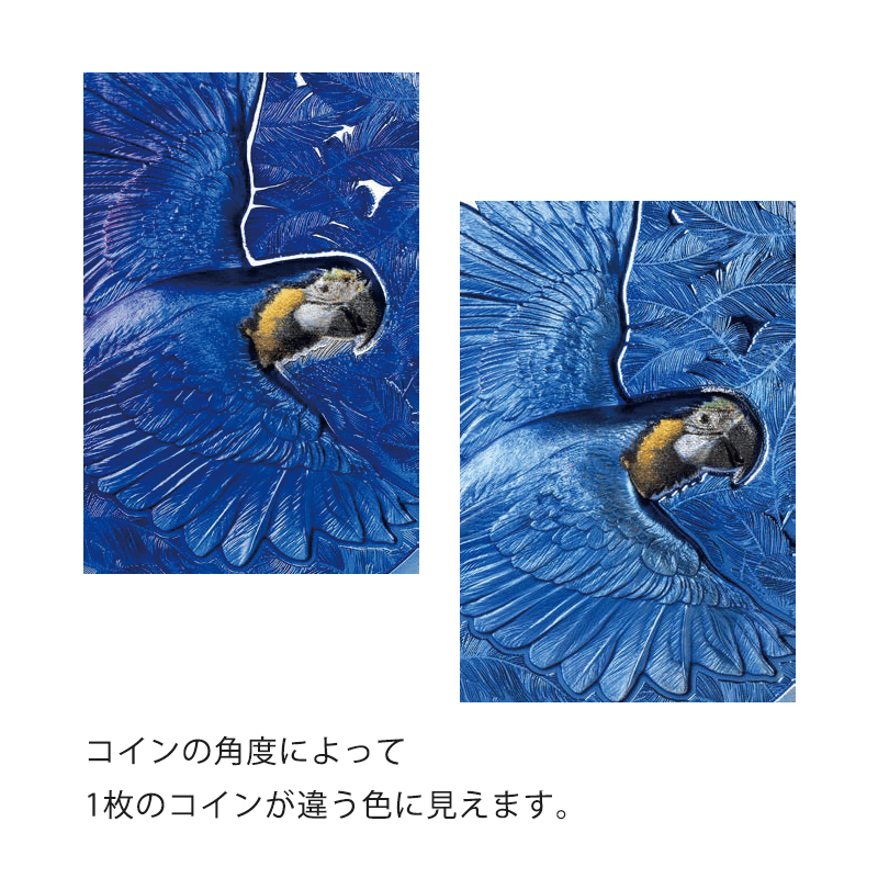 クック諸島 2026年 スペクトルなオウム 5ドルプリズマメッキカラー銀貨