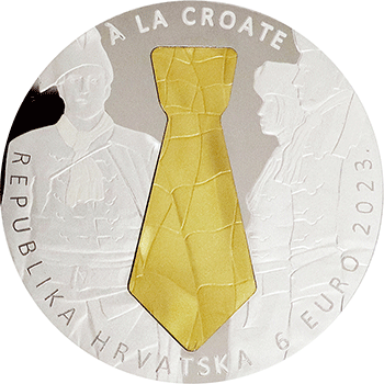 クロアチア 2023年 初のユーロ記念貨 ネクタイ 106ユーロ金・銀複合貨 未使用