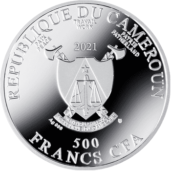 カメルーン 2021年 グスタフ・クリムト 婦人の肖像 500フランカラー銀貨琥珀付 プルーフ