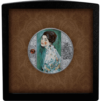 カメルーン 2021年 グスタフ・クリムト 婦人の肖像 500フランカラー銀貨琥珀付 プルーフ