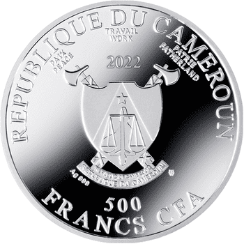 カメルーン 2022年 グスタフ・クリムト 『ホープ II』 500フランカラー銀貨琥珀付 プルーフ