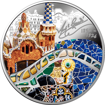 カメルーン 2022年 ガウディの色鮮やかな世界 1000フランカラー銀貨 プルーフ