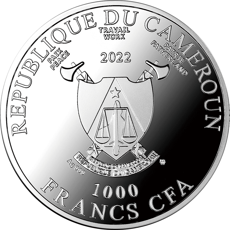 カメルーン 2022年 ガウディの色鮮やかな世界 1000フランカラー銀貨