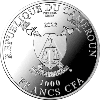 カメルーン 2022年 ガウディの色鮮やかな世界 1000フランカラー銀貨 プルーフ