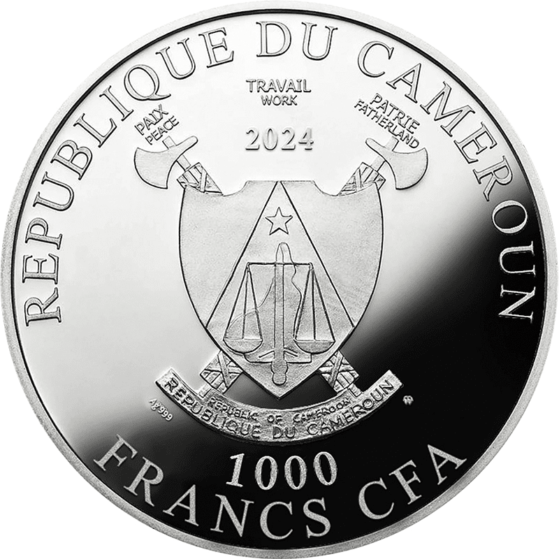 カメルーン 2024年 トゥースフェアリー 1000フランカラー銀貨