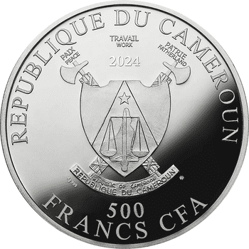 カメルーン 2023年 幸運と守護の象徴 象 1000フランカラー銀貨