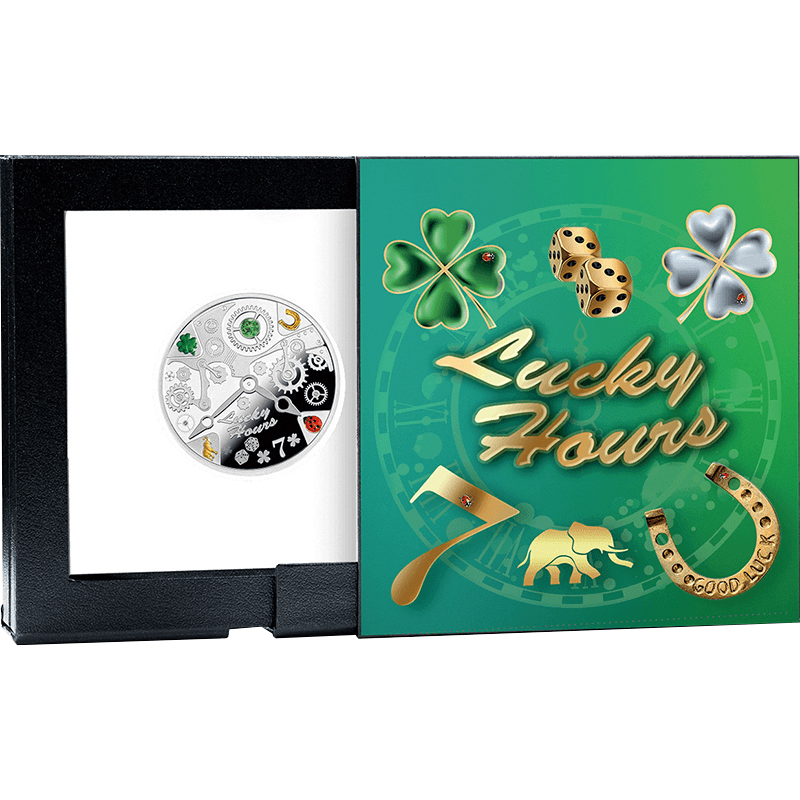 カメルーン 2025年 ラッキー・アワーズ 500フランカラー銀貨クリスタル