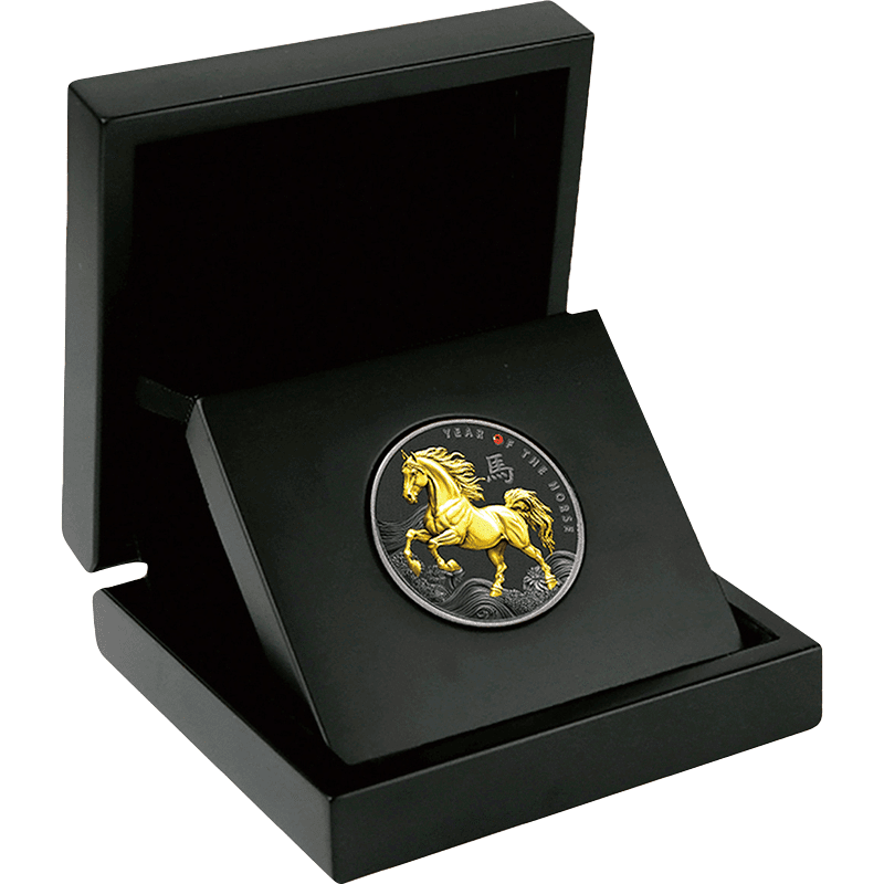 カメルーン 2026年 午年馬図 500フランルテニウムメッキ銀貨金メッキ