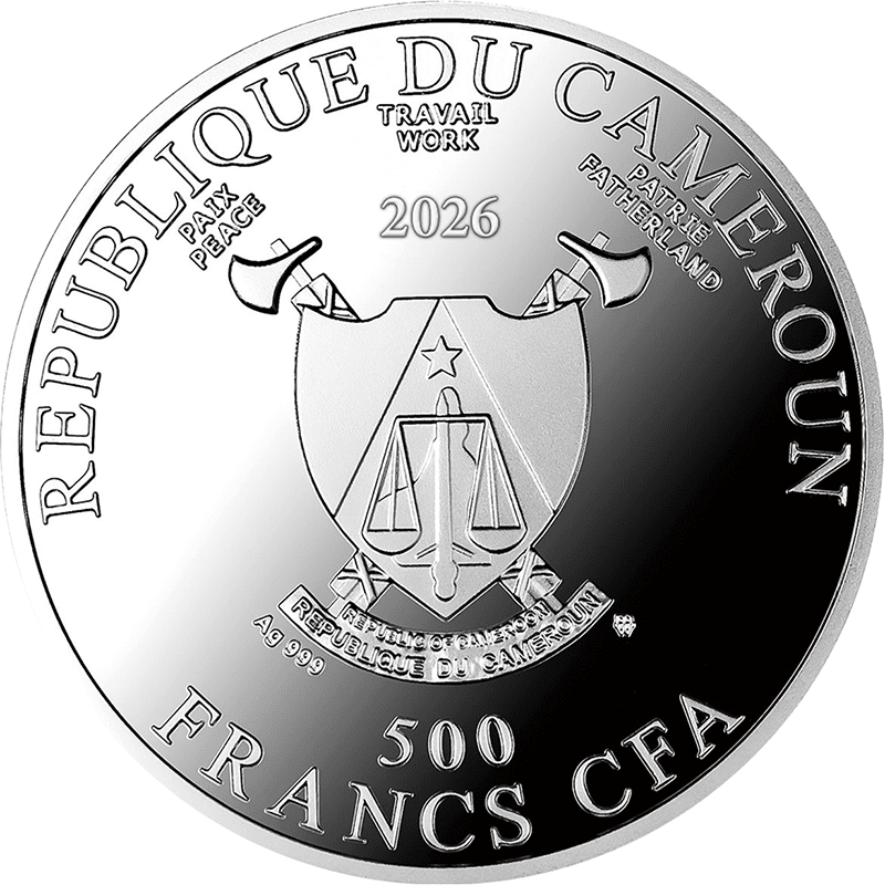 カメルーン 2026年 世界を救う オジロワシ 500フランカラー銀貨