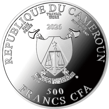 カメルーン 2026年 世界を救う オジロワシ 500フランカラー銀貨