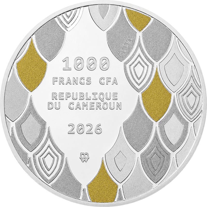 カメルーン 2026年 知恵の象徴 フクロウ 1000フランカラー銀貨