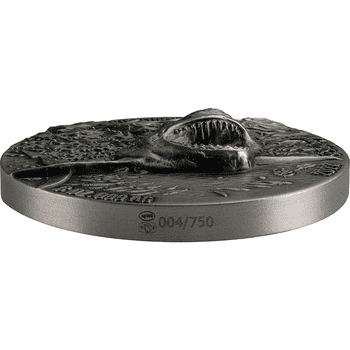 コートジボワール 2022年 捕食者 ホオジロザメ 5000フラン銀貨 アンティーク仕上げ（ハイレリーフ）