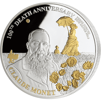 ジブチ クロード・モネ没後100周年 200フラン銀貨金メッキ付 プルーフ