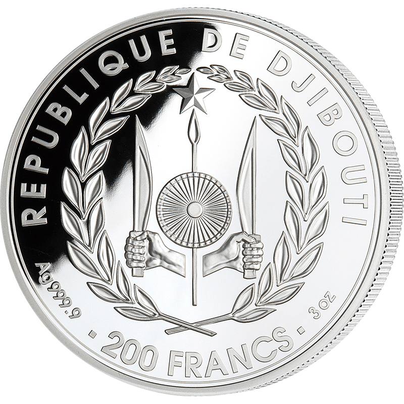 ジブチ クロード・モネ没後100周年 200フラン銀貨金メッキ付 プルーフ