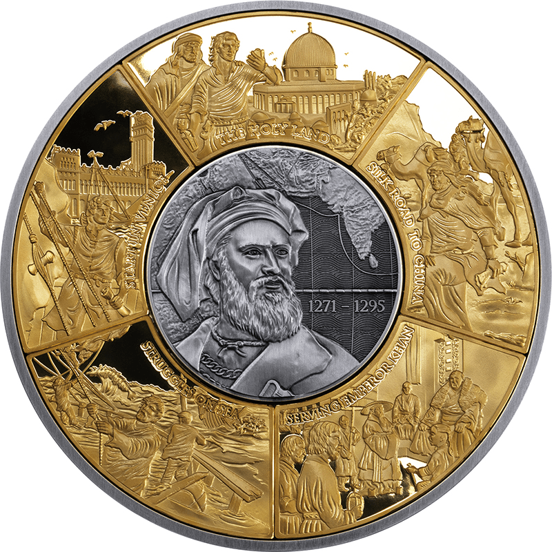 ジブチ 2025年 マルコ・ポーロ旅の帰還730周年 250フランパズル型銀貨