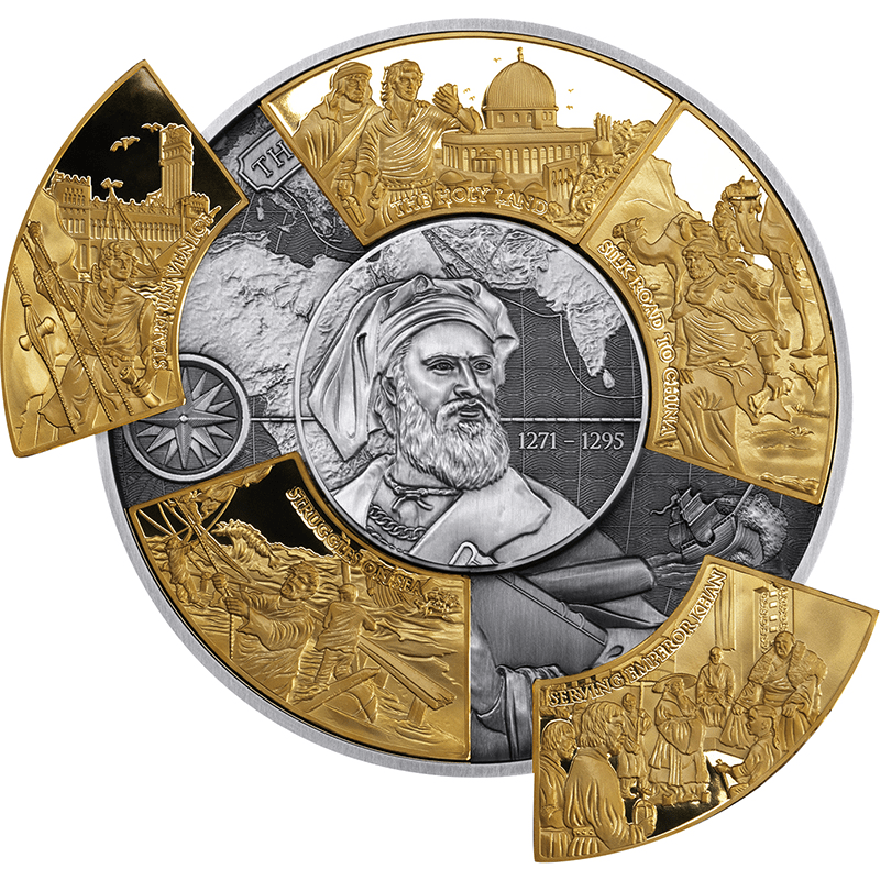 ジブチ 2025年 マルコ・ポーロ旅の帰還730周年 250フランパズル型銀貨