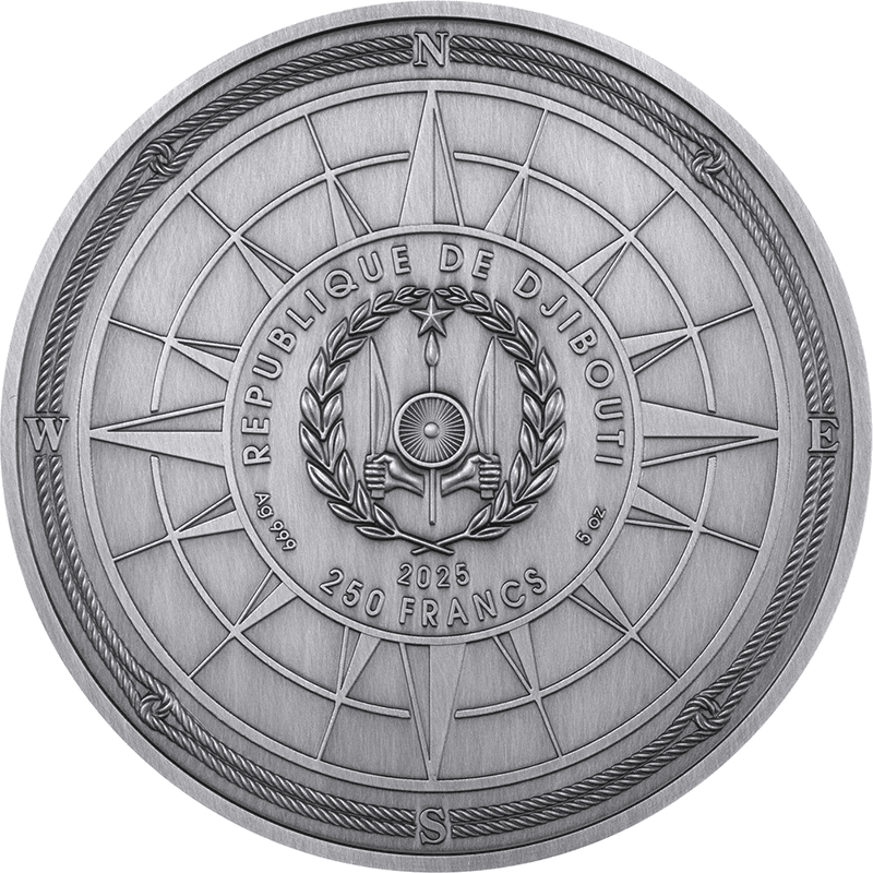 ジブチ 2025年 マルコ・ポーロ旅の帰還730周年 250フランパズル型銀貨