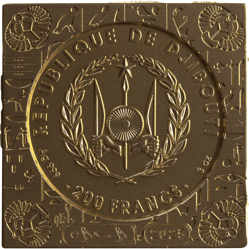 ジブチ 2025年 ギザの三大ピラミッド 200フラン金メッキ銀貨3種セット