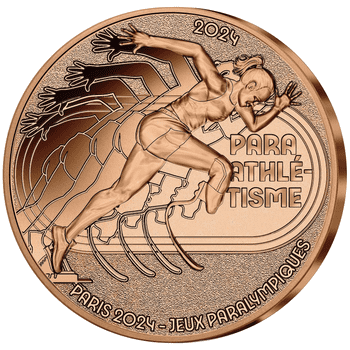 フランス 2024年 オリンピック・パラリンピック競技大会 パリ2024公式記念コイン スポーツシリーズ 第4貨 パラ陸上競技（ブレードランニング） 25セント銅貨 未使用