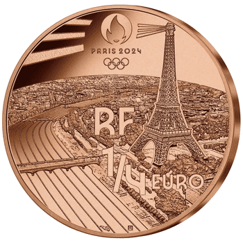 フランス 2024年 オリンピック・パラリンピック競技大会 パリ2024公式記念コイン スポーツシリーズ 第4貨 フェンシング 25セント銅貨 未使用