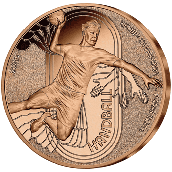 フランス 2024年 オリンピック・パラリンピック競技大会 パリ2024公式記念コイン スポーツシリーズ 第4貨 ハンドボール 25セント銅貨 未使用