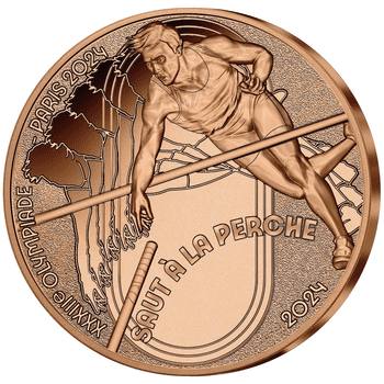 フランス 2024年 オリンピック・パラリンピック競技大会 パリ2024公式記念コイン スポーツシリーズ 第4貨 棒高跳び 25セント銅貨 未使用