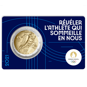フランス 2021年 オリンピック・パラリンピック競技大会パリ2024公式記念コイン 第1貨 マリアンヌとエッフェル塔 記念2ユーロ貨 ブリスターパック入 未使用