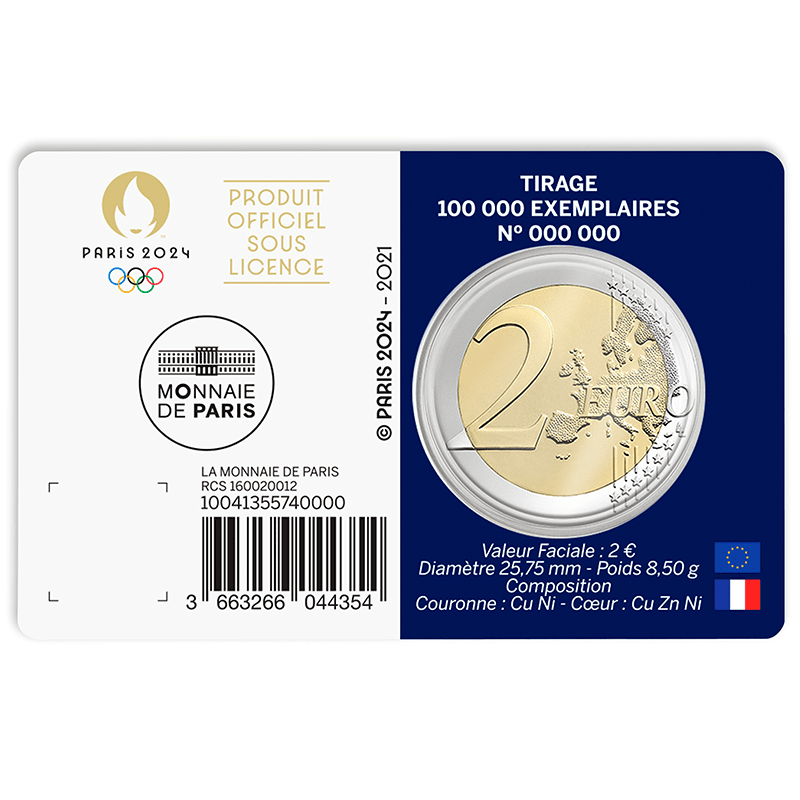 来年開催・2024年のフランス・パリオリンピック「１次」２ユーロ記念貨幣セット