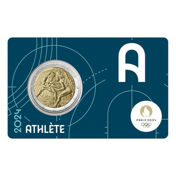 フランス 2024年 オリンピック・パラリンピック競技大会 パリ2024公式記念コイン 第4貨 ヘラクレスとノートルダム大聖堂 記念2ユーロ貨 「A」ブリスターパック入 (Blue) 未使用