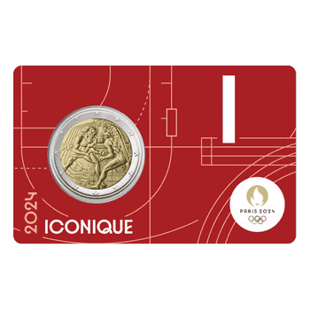 フランス 2024年 オリンピック・パラリンピック競技大会 パリ2024公式記念コイン 第4貨 ヘラクレスとノートルダム大聖堂 記念2ユーロ貨 「I」ブリスターパック入 (Red) 未使用
