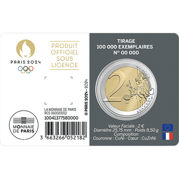 フランス 2024年 オリンピック・パラリンピック競技大会 パリ2024公式記念コイン 第4貨 ヘラクレスとノートルダム大聖堂 記念2ユーロ貨 「S」ブリスターパック入 (Grey) 未使用