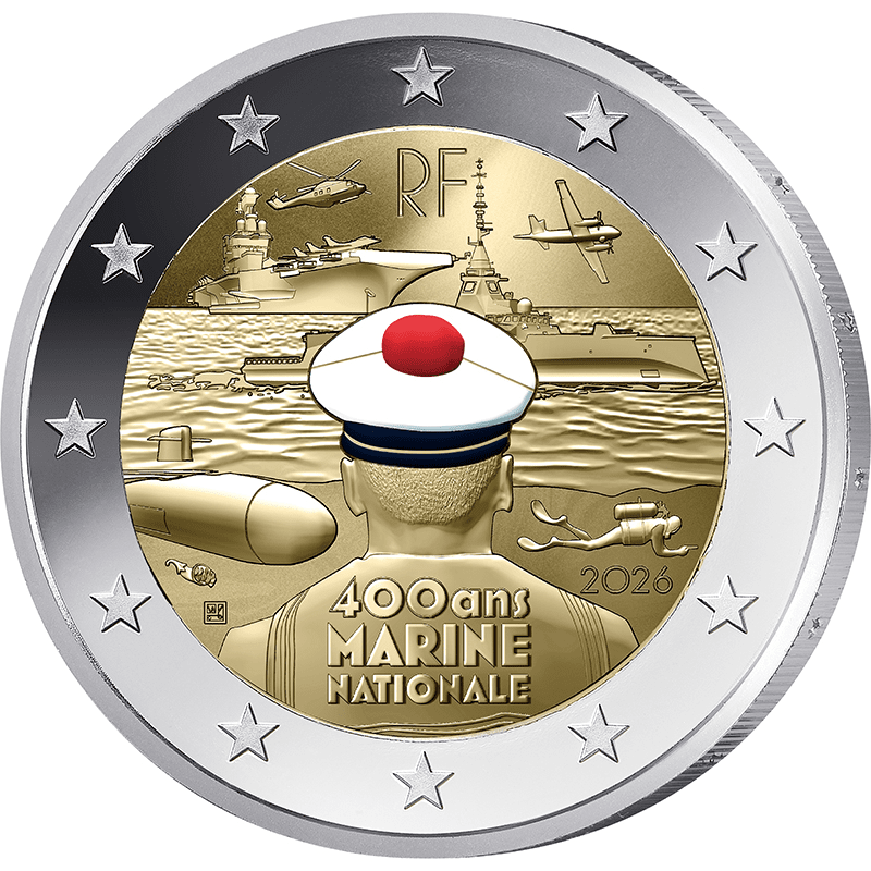 フランス 2026年 フランス海軍創設400周年 2ユーロカラー貨 プルーフ