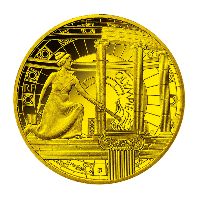 【D】フランス 2020年 ユネスコ75周年記念　世界遺産コインシリーズ　オリンピア 50ユーロ金貨 プルーフ