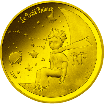 【B】 フランス 2021年 星の王子さま フランス版発刊75周年記念コイン ぼくと三日月 50ユーロ金貨 プルーフ