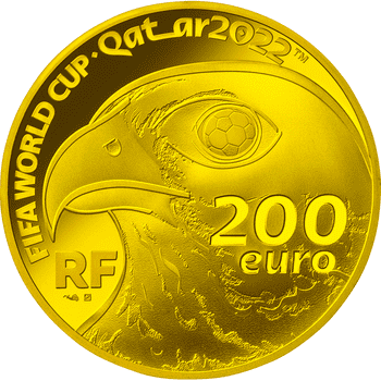 【A】 フランス 2021年 FIFAワールドカップカタール2022公式記念コイン 第1次予約販売 200ユーロ金貨 プルーフ