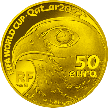 【B】 フランス 2021年 FIFAワールドカップカタール2022公式記念コイン 第1次予約販売 50ユーロ金貨 プルーフ