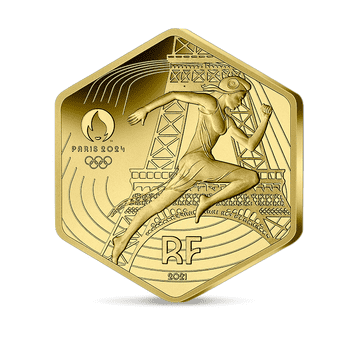 フランス 2021年 オリンピック・パラリンピック競技大会パリ2024公式記念コイン 第1貨 マリアンヌとエッフェル塔 250ユーロ六角形金貨 未使用