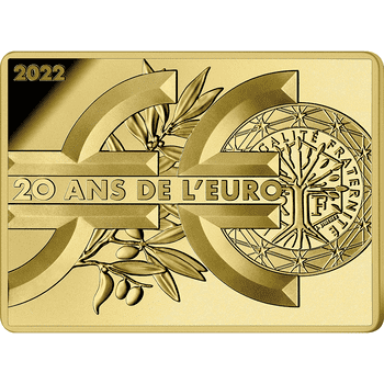 フランス 2022年 ユーロ導入20周年 種を蒔く人 50ユーロ長方形金貨 プルーフ