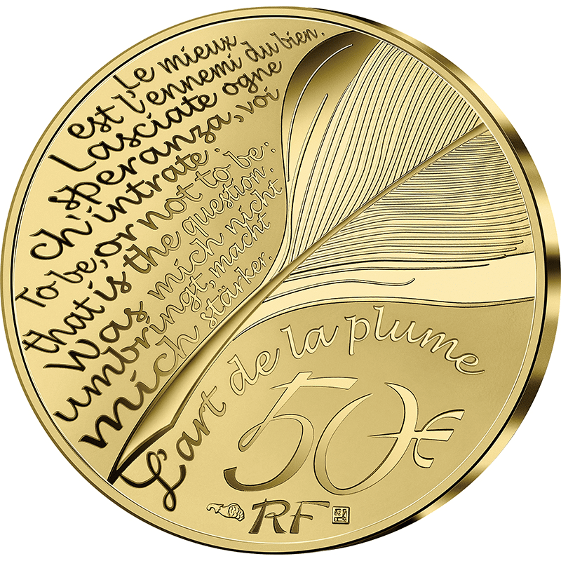 フランス 2022年 偉大な作家シリーズ モリエール 50ユーロ金貨