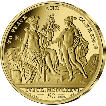 フランス 2022年 アメリカ独立の歴史 アメリカの国璽 50ユーロ金貨 プルーフ