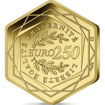 フランス 2022年 オリンピック・パラリンピック競技大会 パリ2024 公式記念コイン 第2貨 ジーニーとエトワール凱旋門 250ユーロ六角形金貨 未使用