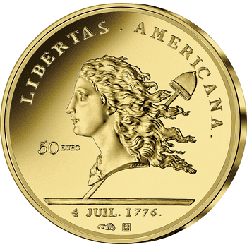 フランス 2023年 アメリカ独立の歴史 リベルタス・アメリカーナ 50ユーロ金貨 プルーフ