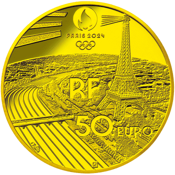 【D】 フランス 2023年 オリンピック・パラリンピック競技大会 パリ2024 公式記念コイン ルーヴル美術館 50ユーロ金貨 プルーフ