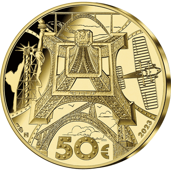 フランス 2023年 ギュスターヴ・エッフェル没後100周年 50ユーロ金貨 プルーフ
